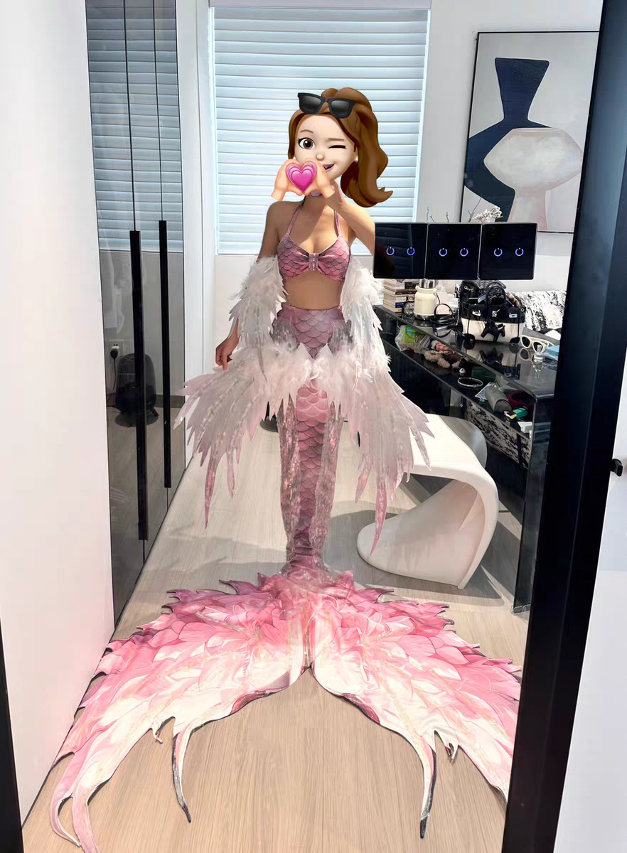 Pink Fantasy Feather Mermaid Tail
