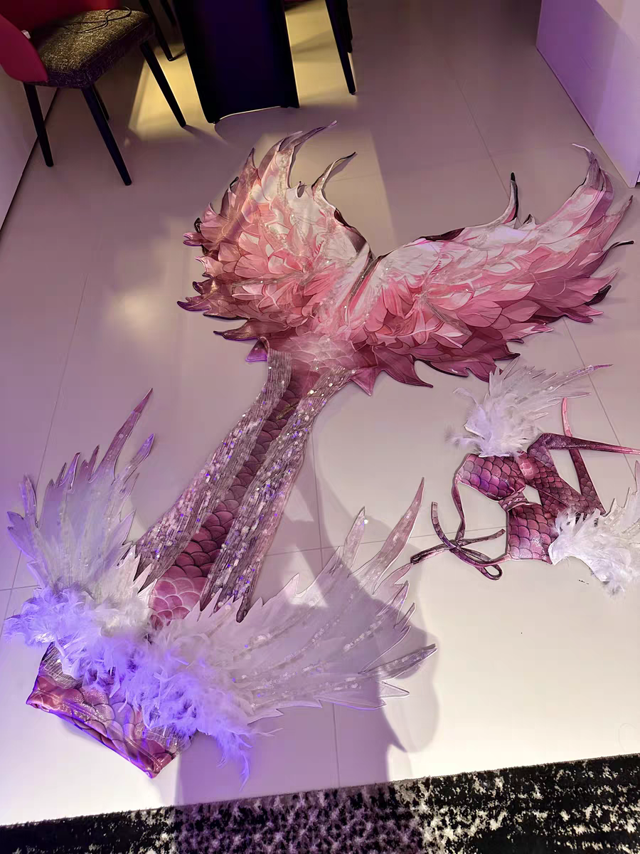 Pink Fantasy Feather Mermaid Tail